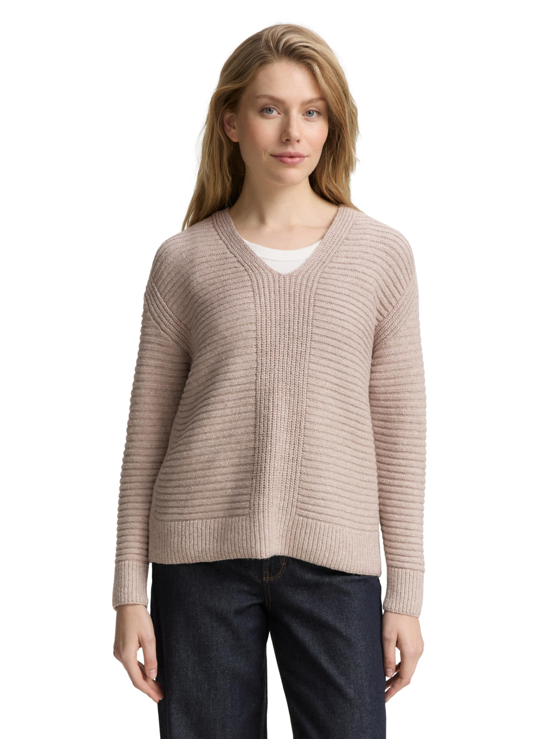 TOM TAILOR Damen Pullover mit V-Ausschnitt