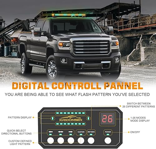 Miniatura 10 de XRIDONSEN Barra de luz estroboscópica LED de 37 pulgadas, 104 luces LED para asesor de tráfico, luz ámbar de asesor de tráfico, advertencia de