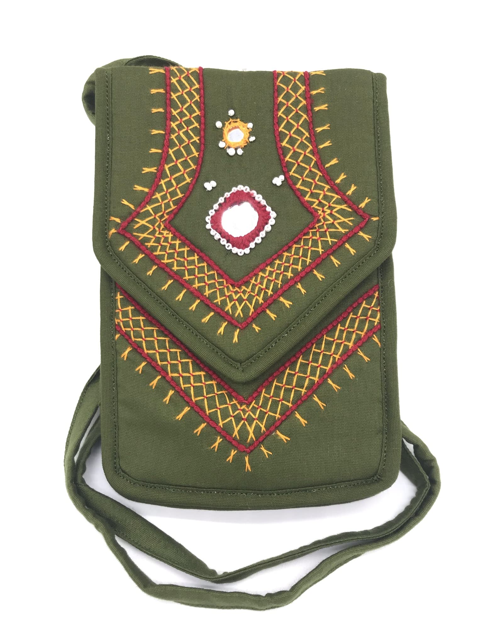 srishopify handicrafts SriShopify Handcrafted Women's Smart Mobile Pouch Cotton Canvas Small Sling Crossbody Bag with Stylish Design Original Mirror Work, Womens Day, Valentine Gift For Girlfriend Love Special 7 Inch Size-picture-40