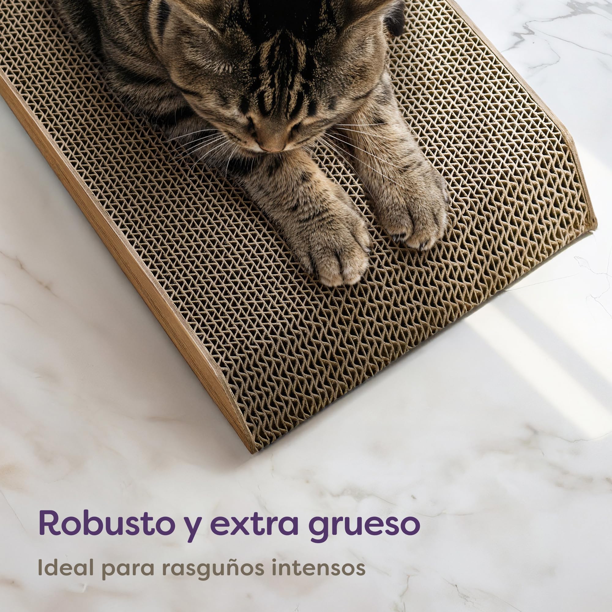 Knupis Rascador para Gatos 3 Piezas XXL 75 cm – Cartón Resistente para Cuidado de Uñas – hasta 2 Años de Uso – Ahorra Espacio – Protege Sofás y Muebles (Mountain- Marrón)