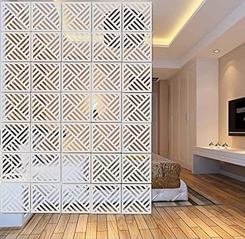 Divisor de habitación colgante blanco, 12 piezas de paneles de madera-plástico DIY, divisores de pantalla de partición de pared, decoración de