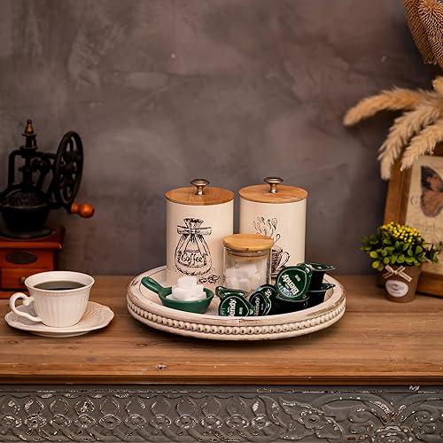 Vista 25 de Hanobe Lazy Susan - Bandeja de centro de mesa, organizador redondo de madera para tocadiscos de 12 pulgadas para mesa de comedor, cocina, mesa