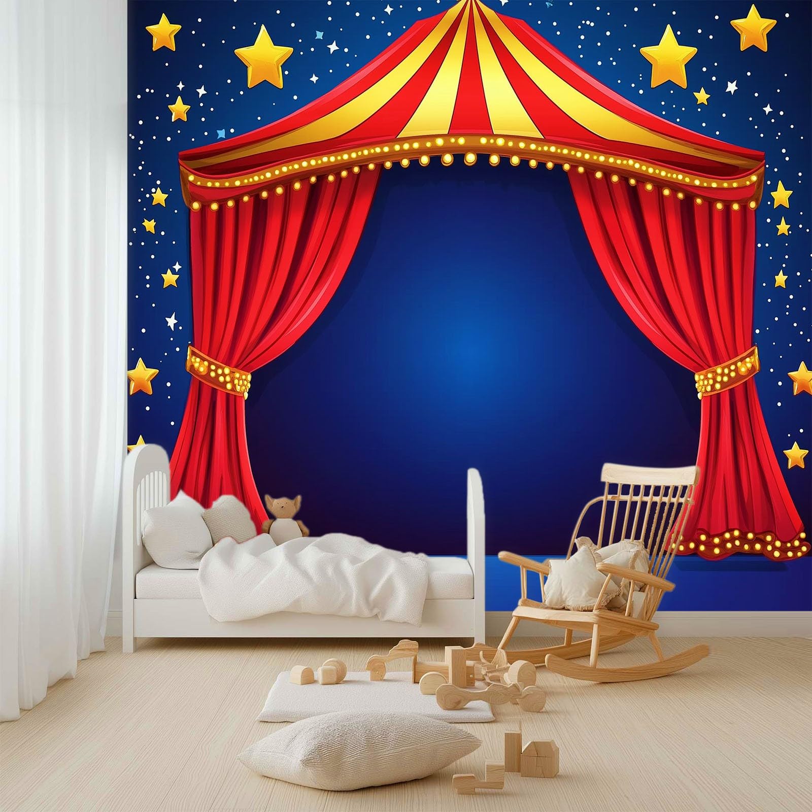 Circus Tent Stars Mural Bedroom Cartoon Art Wallpaper Room Decor Living Room tv Background Large Wall Mural