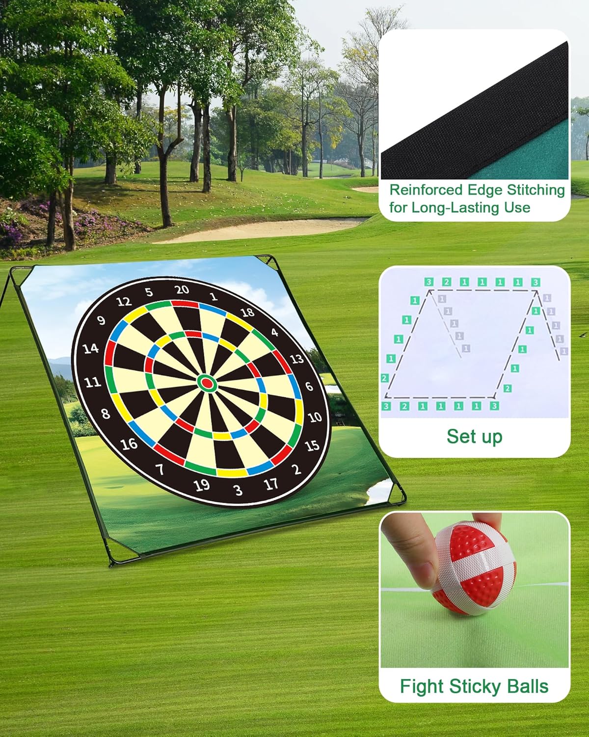 HOTWIND Golf Chipping Game Set with 71"x71" Double-Sided Chipping Mat & Sticky Balls Fun Indoor and Outdoor Backyard Games for Adults Perfect Golf Gifts - Golf Clubs are Not Included