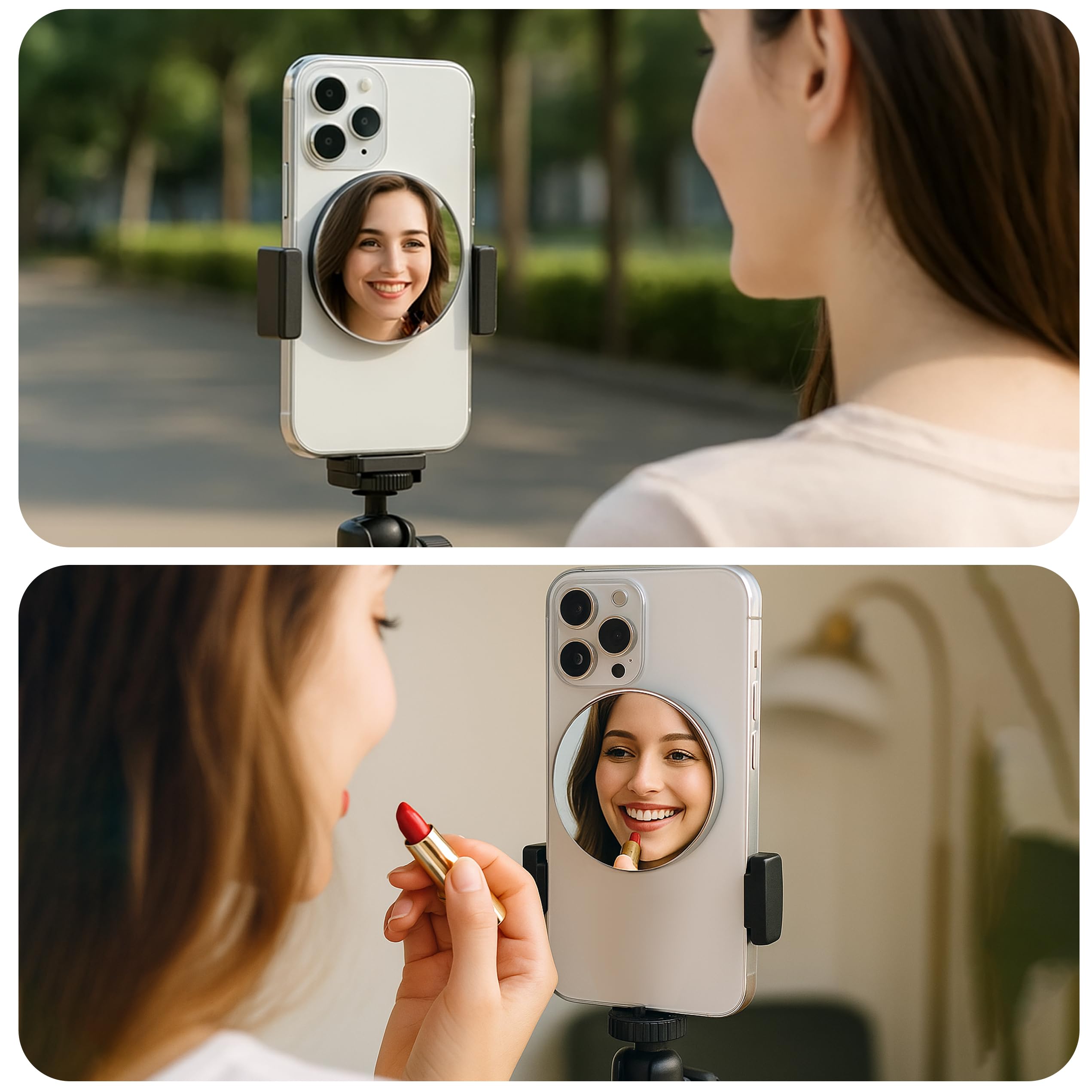 Lusterko Selfie MagSafe‑kompatybilne do iPhone 12‑16, Wypukłe Szerokokątne Lusterko na Tylny Aparat – Idealne do Vlogów i Selfie w HD