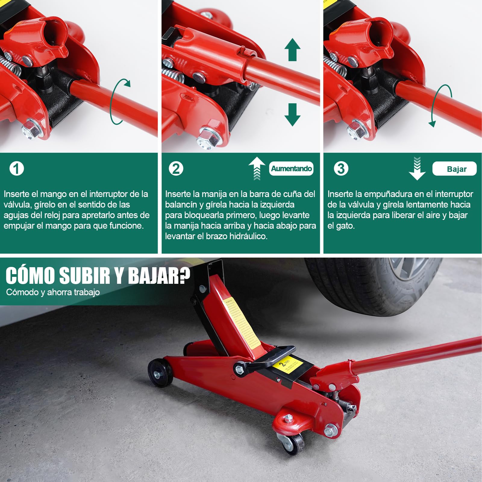 HYCHIKA Gato hidráulico hidráulico 2.0T, gato hidráulico con bomba de elevación rápida de pistón hidráulico, rango de elevación de 135-320 mm, para sedán, SUV, cambio de neumáticos