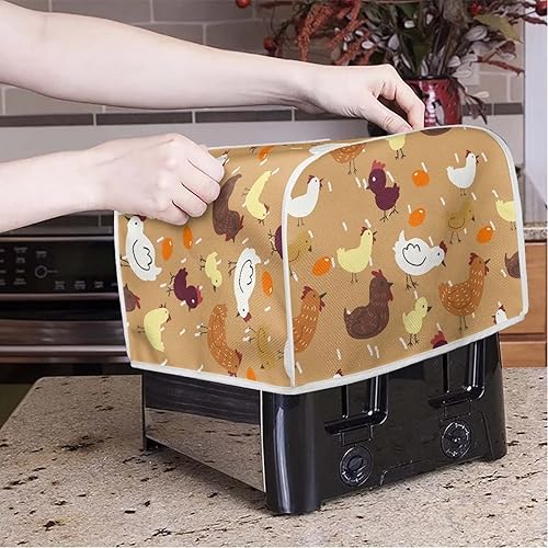 Miniatura 3 de Dolyues Cubierta para tostadora con estampado de pollo, 4 rebanadas, cubiertas para electrodomésticos pequeños de cocina, protección contra el polvo