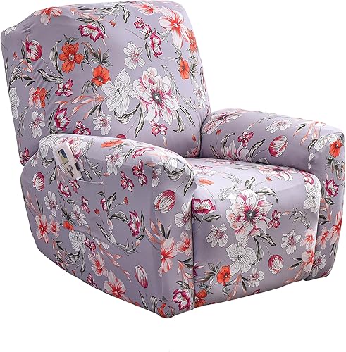 Fundas elásticas para sillas reclinables, 4 piezas, con estampado Lazyboy, funda de elastano suave para silla reclinable, protector de muebles con