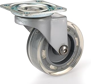Skate Wheel Casters with Flat Tread Wheel, Translucent, Non-Brake, 2-1/2