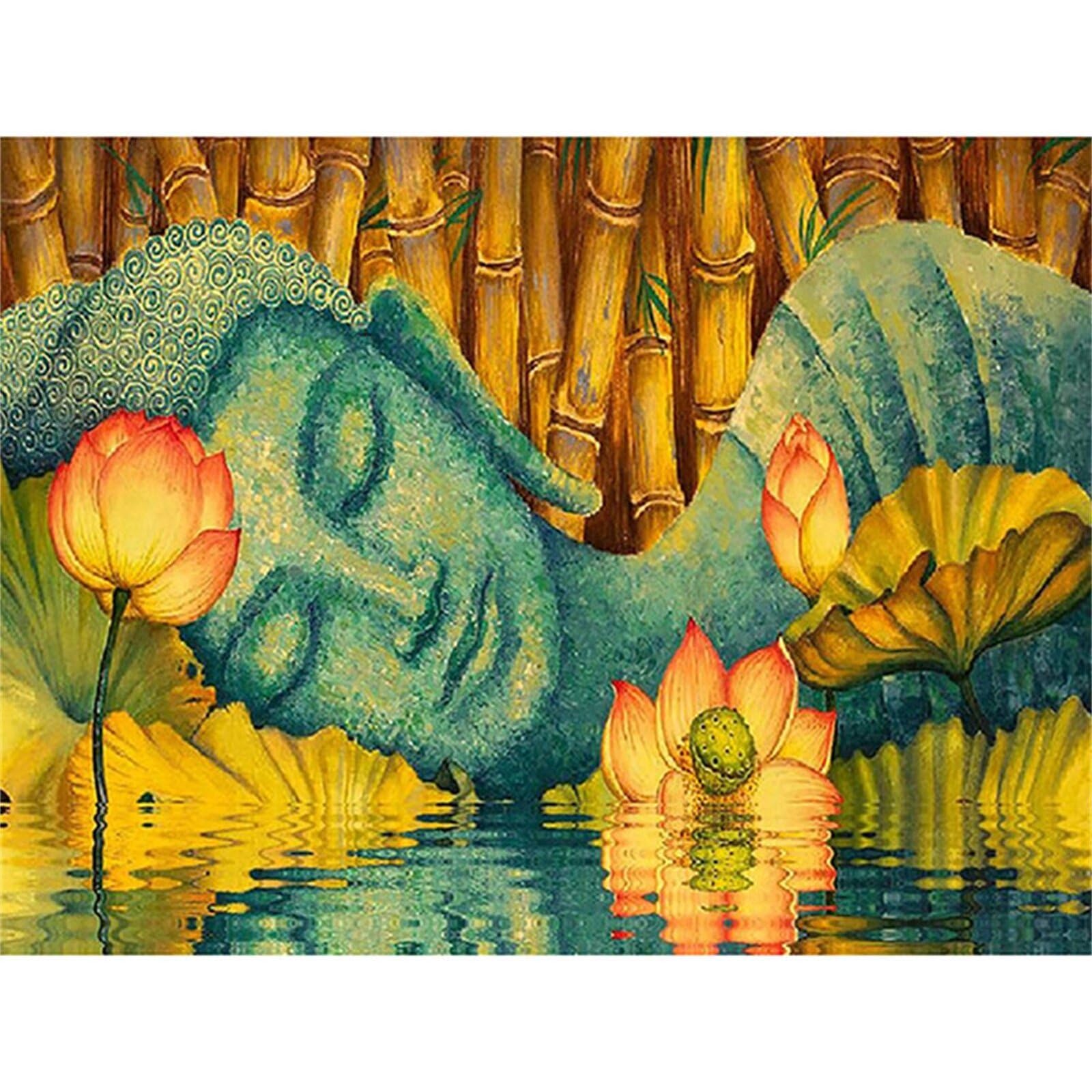 Diamond Painting Statue en pierre Zen, Broderie peinture diamant Kit Complet Round Strass ,Diamant painting Enfant，Point De Croix Toile Art Crafts loisirs créatifs adultes pour Décor Mural 60x90cm A24