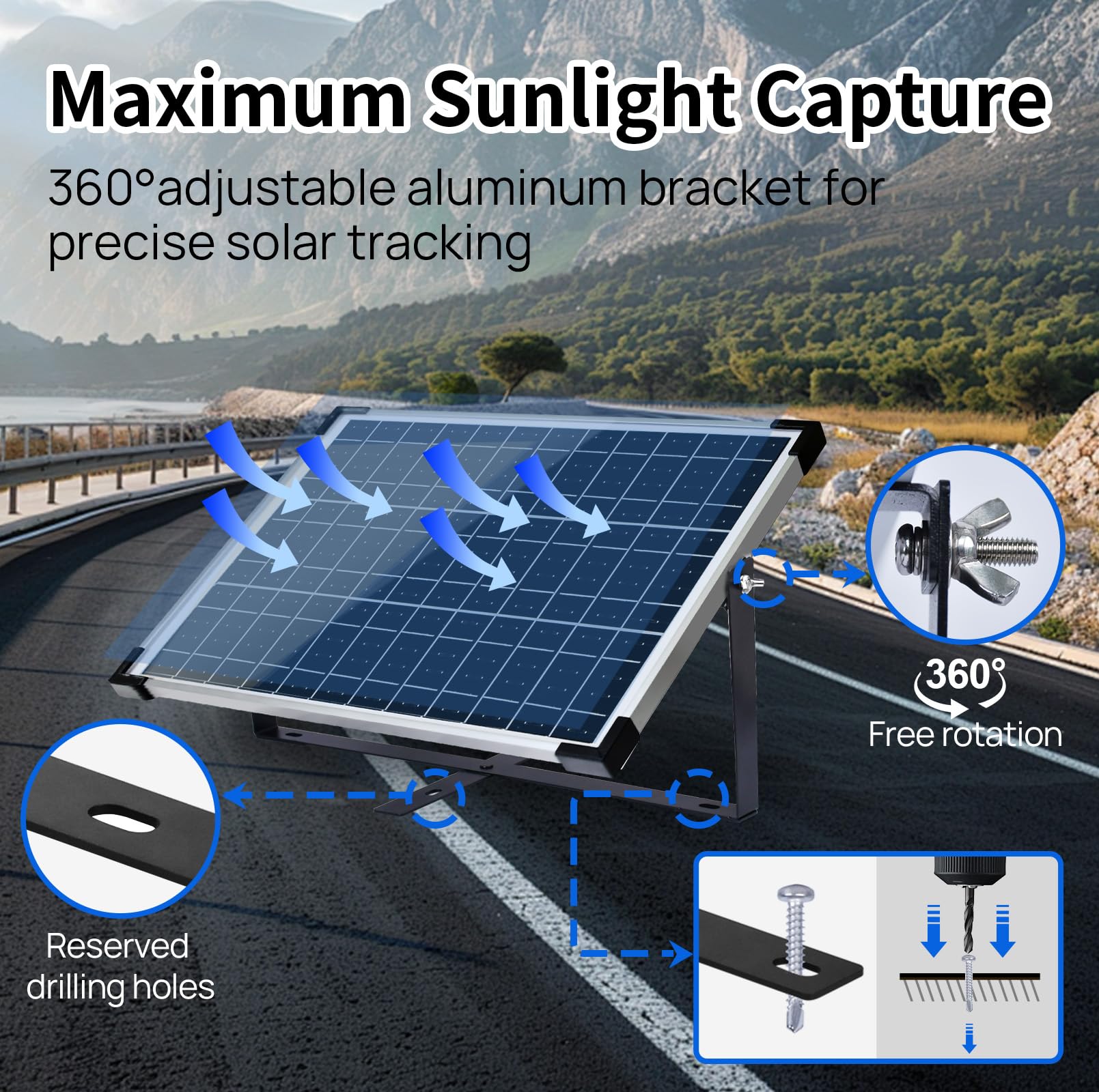 ECO-WORTHY Kit Pannello Solare Monocristallino da 25 W, 12 V, Pannello Solare da 25 W, Supporto Regolabile + Cavo di Collegamento SAE, Regolatore di Carica per Giardino, Casa e Barca Marina