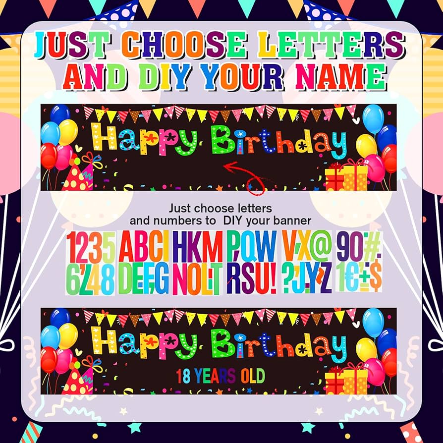 Amazon.com: RUMIA Custom Happy Birthday Banner with Name Personalized Decorations Yard Banner with Alphabet Number Stickers Birthday Party Supplies (Black) : Toys & Games amazon-com-rumia-custom-happy-birthday-banner-with-name-personalized-decorations-yard-banner-with-alphabet-number-stickers-birthday-party-supplies-black-toys-games