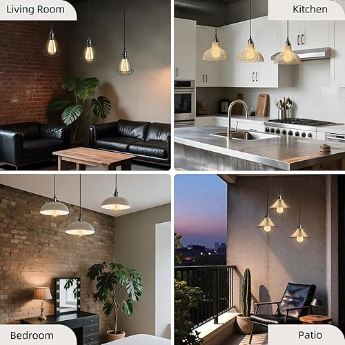 Miniatura 5 de Enchufe de luz vintage colgante cable de luz con interruptores E26E27 sólido industrial triple lámpara enchufes cable para