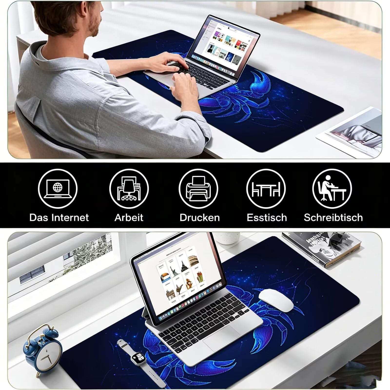 Tappetino Mouse Gaming, 1200x600mm Tappetino Mouse XXL nero 0c0-320 | Mouse Pad Grande, Ottimizzato per i Sensori da Gioco, Migliora Precisione e Velocità, per Mac e PC, Cancro