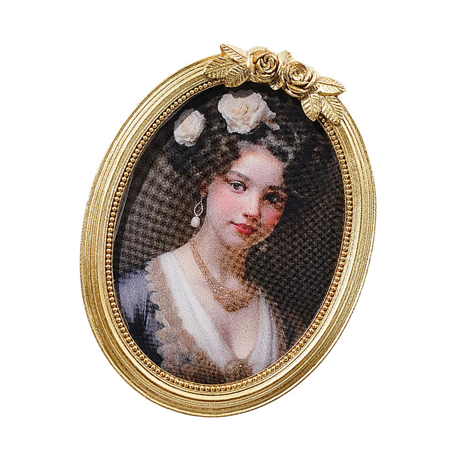 Elnwnnkc Artistic Golden Oval Resin Frame with Detailed Rose Design for Enhancing Home Aesthetic Resin Oval Shape Photo Frame Stylish Home Art