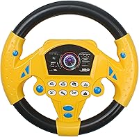 Marsrut Kids Steering Wheel Toy - Electronic Simulated Driving Racing Game with Lights, Sounds & Suction Cup, 3+ Years (Yellow)