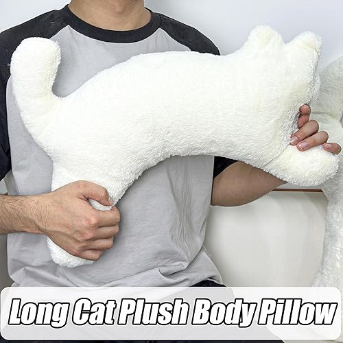 Miniatura 2 de Almohada larga de felpa corporal de gato, 22 pulgadas, almohadas suaves de animales de peluche, regalo para novia, lindos peluches para cama o sofá