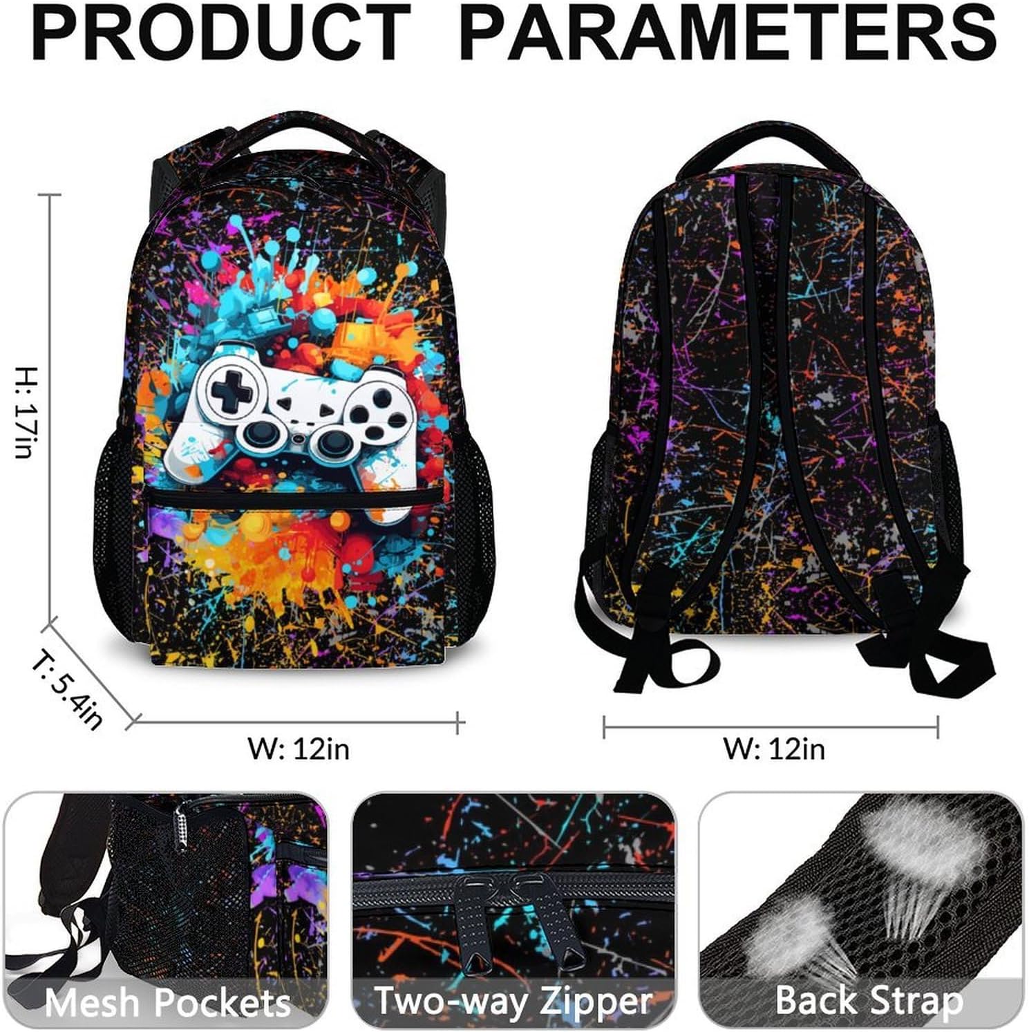 Boys Backpack for School Kids Toddlers Gaming Lovers, Gamer Backpacks Dourable Bookbag for Kindergarten Primary Preschool image 2