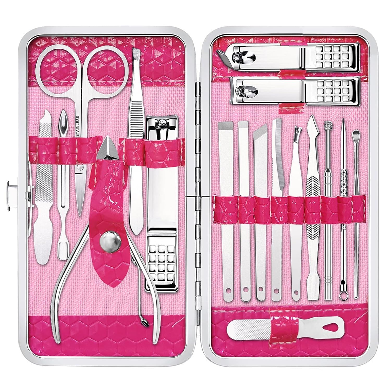 Yougai Manicure Set Professional Nail Clippers Set, 18Pcs Manicure Kit Stainless Steel Nail Kit for Women, Pedicure Set Nail Grooming Kit with Travel