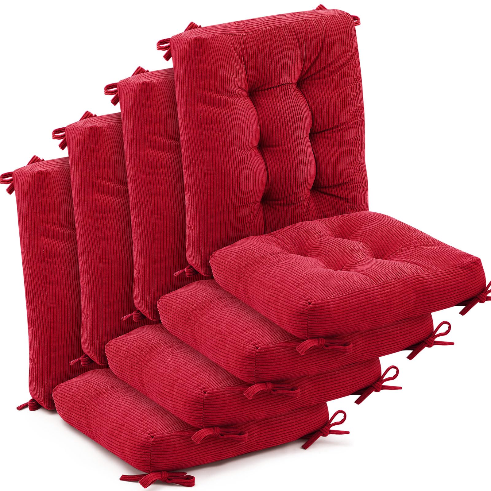Gray Corduroy Patio Chair Cushions - 4 Piece Set -8