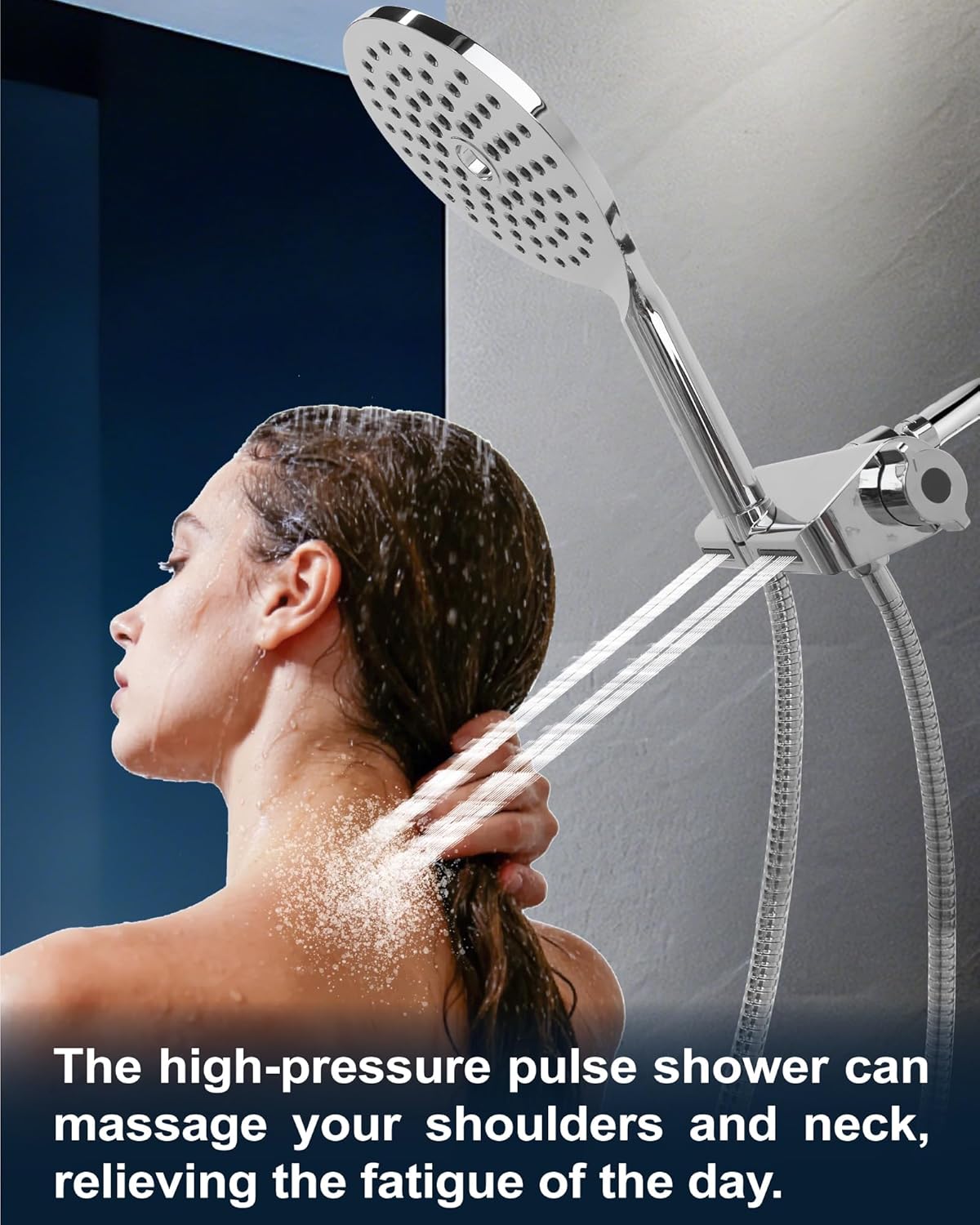 7.5" Rainfall Filtered Shower Head with Handheld Showerhead with Filter High Pressure 2-in-1 Dual Spa System Water Softener Filters for Hard Water 59" Stainless Steel Hose Chrome Polish