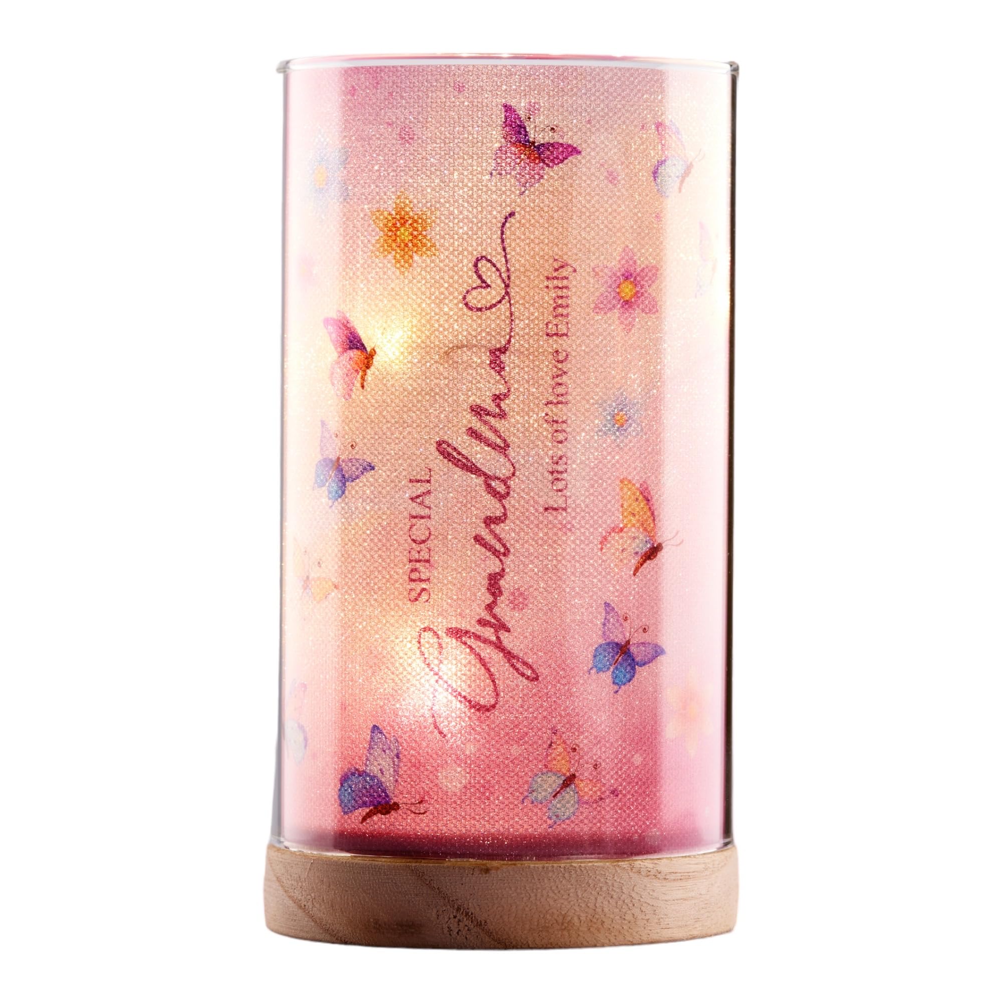 ukgiftstoreonline Personalised Grandma Gift Butterfly Lamp with Wood Base LED Night Light