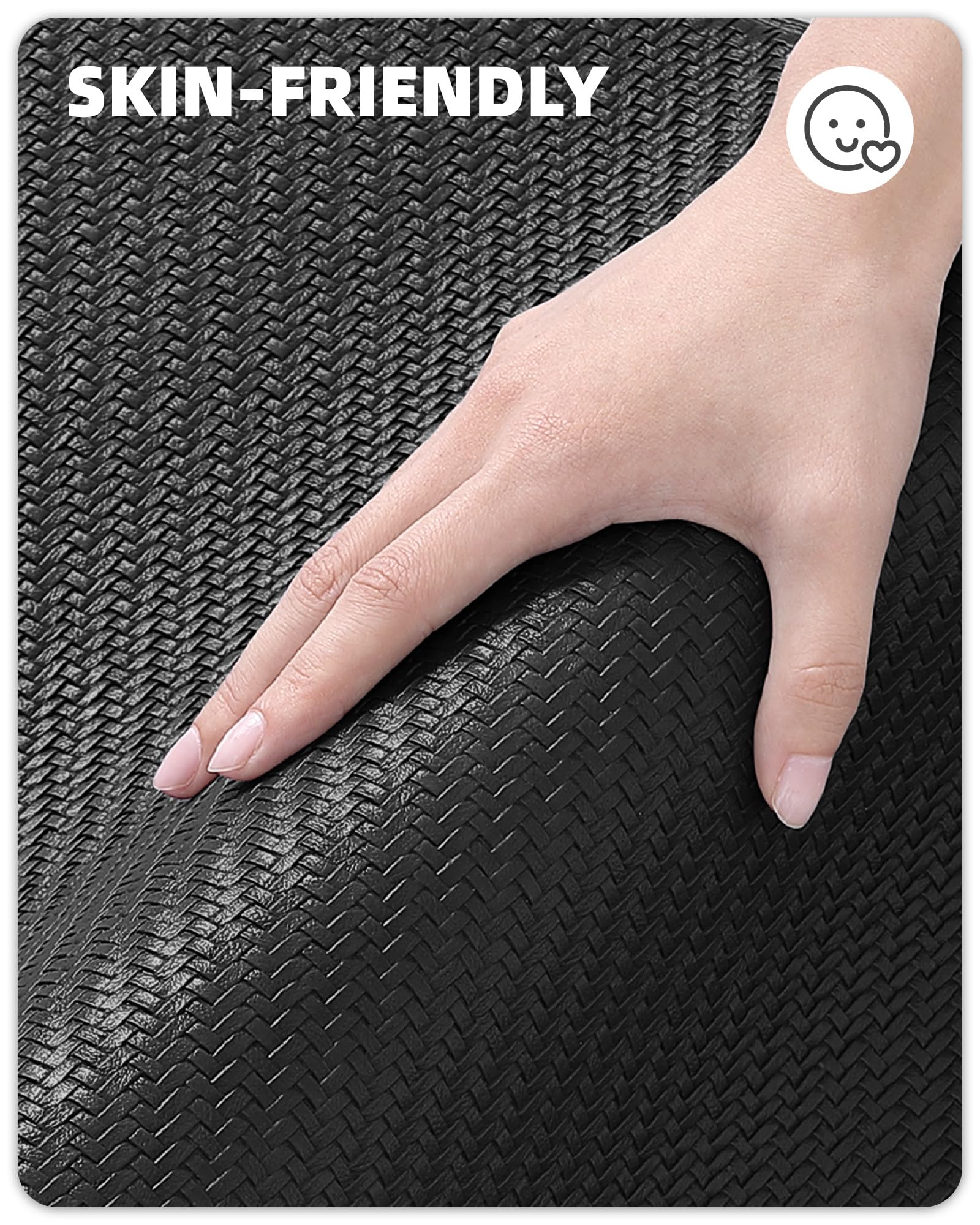 Color&Geometry Lot de 2 tapis de cuisine rembourrés anti-fatigue, antidérapants, imperméables, rembourrés en mousse pour évier, bureau, 43,2 x 73,7 cm + 43,2 x 150 cm, noir