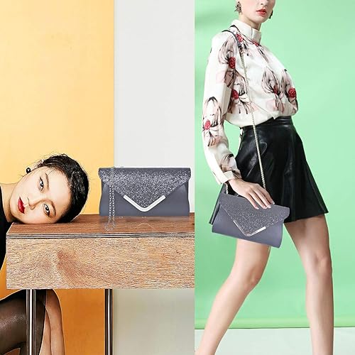 Vista 6 de Bolso de noche para mujer, bolso de mano de lentejuelas para graduación, bolso cruzado de hombro