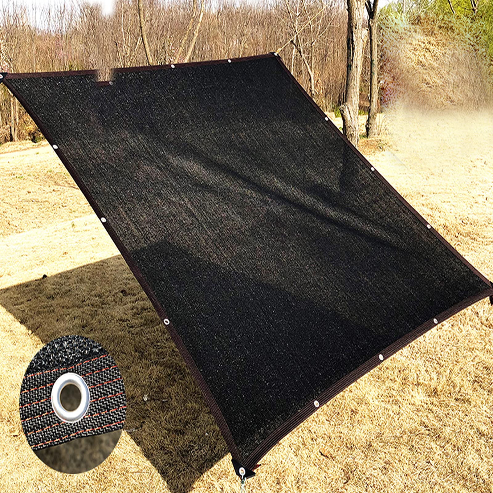 Protector solar negro de alta calidad, lona de malla transpirable antienvejecimiento con ojales para mayor privacidad, ideal para invernadero, balcón, patio, techo, cochera (4 x 6 m)