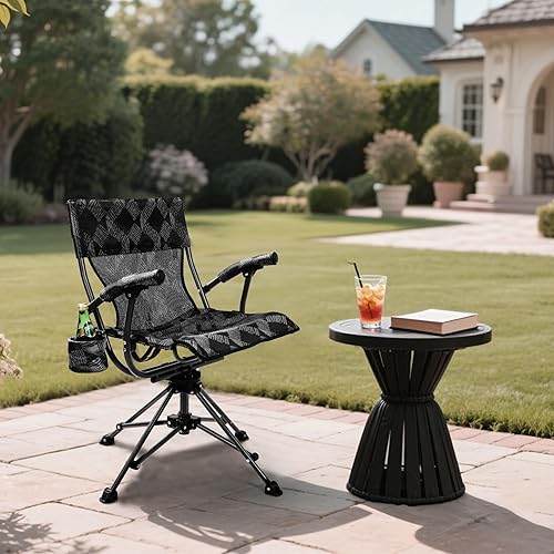 Miniatura 9 de REDCAMP Sillas de caza giratorias de 360 para persianas de suelo, sillas de camping plegables portátiles para adultos, asientos de caza con brazos