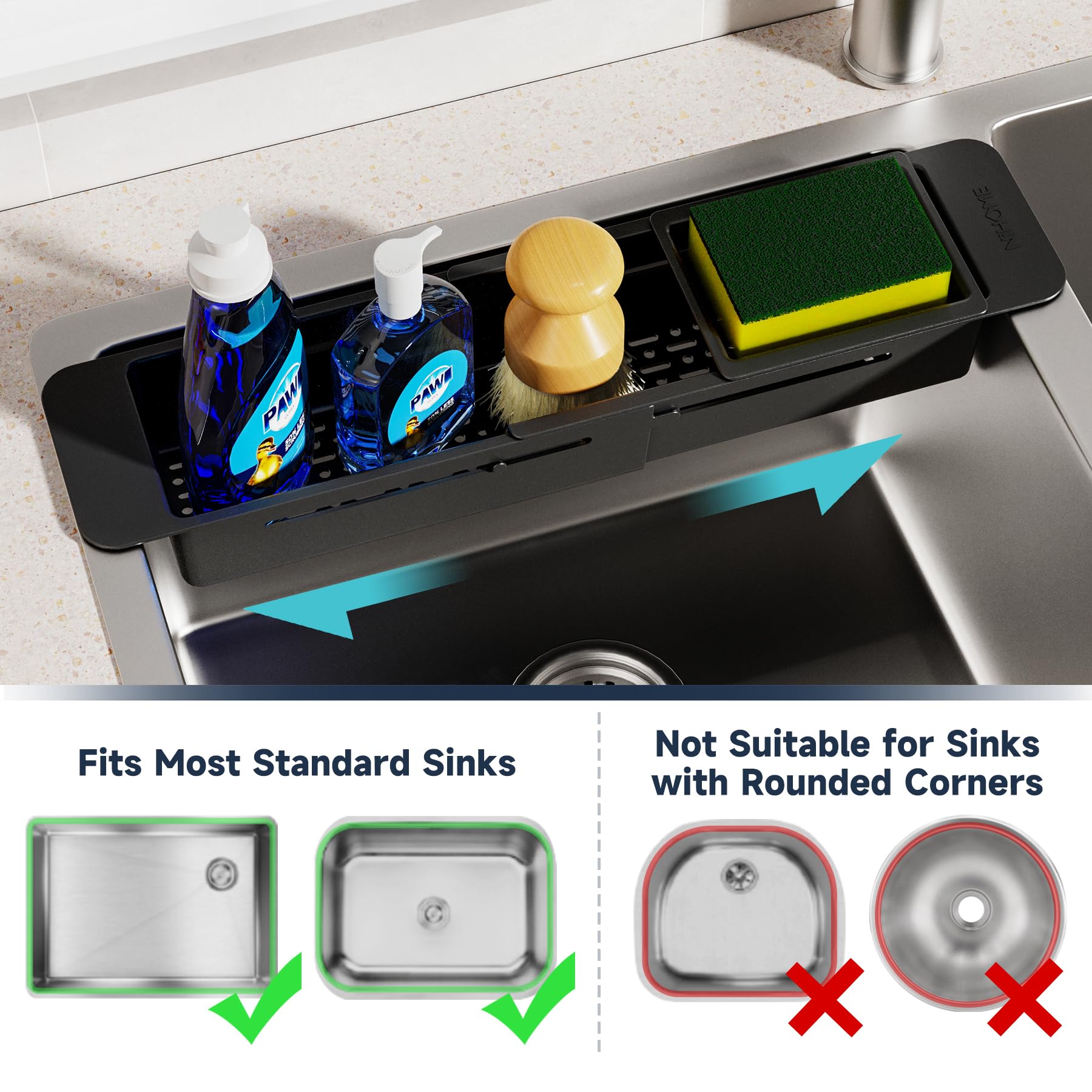 NiHome Extendable Over Sink Kitchen Organizer - Image 4