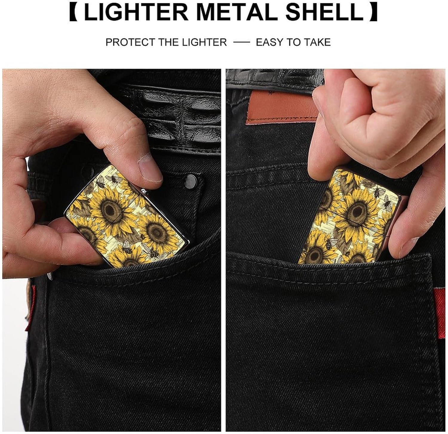 Bees Sunflower Lighter Case Cover Lighter Shell