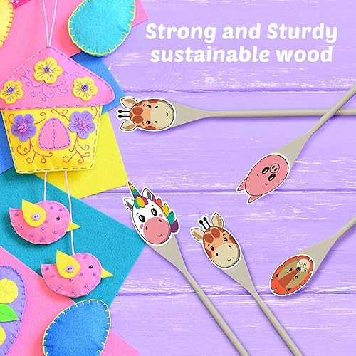 Miniatura 6 de Eaasty Juego de 50 cucharas de madera de 12 pulgadas de largo para cocinar manualidades de cocina, cucharas ovaladas de mango largo, utensilios para