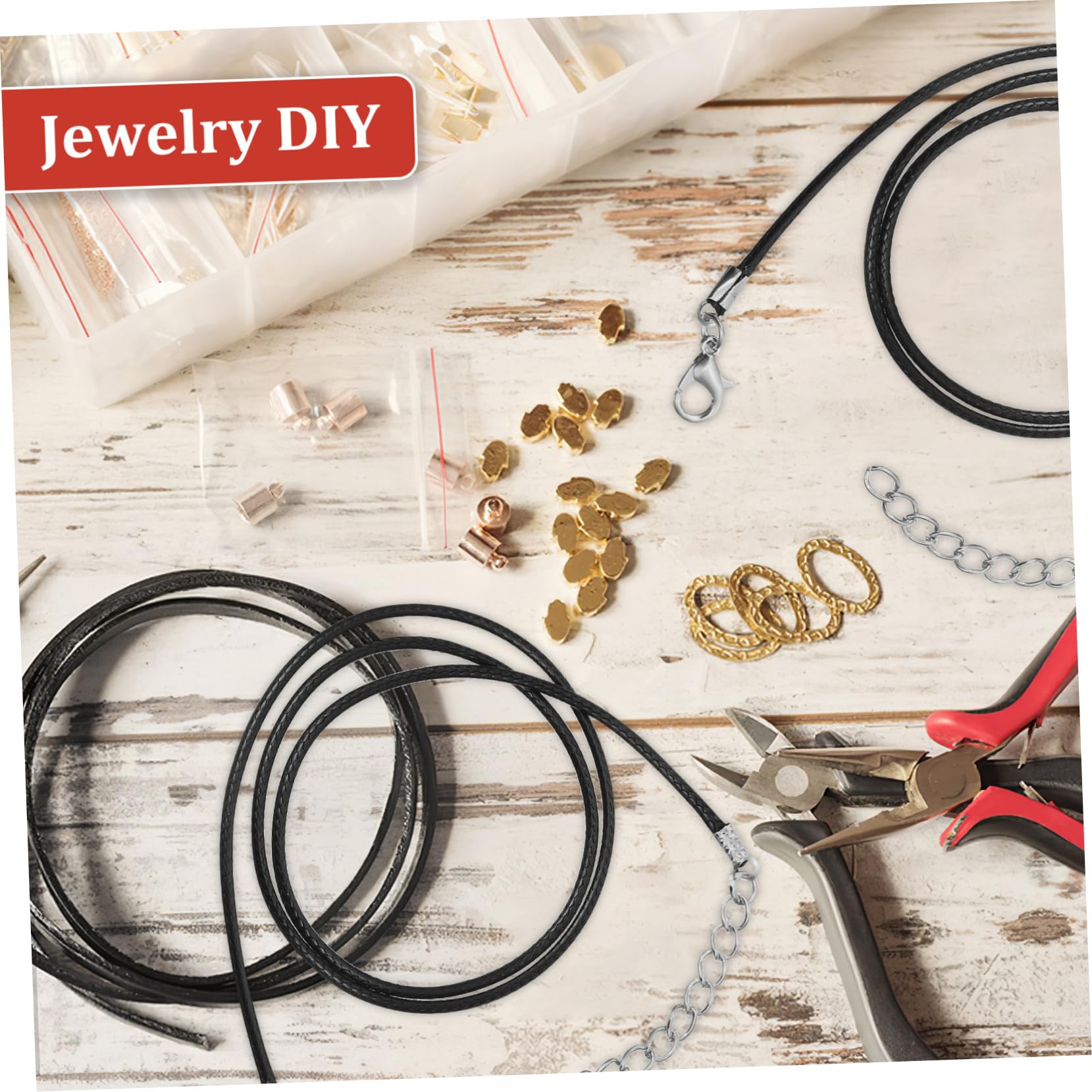 400piezas Cuerda De Cera Para Joyas De Hilo Encerado Para y Pulseras Cadena Cierre Metálico Accesorio Para Manualidades