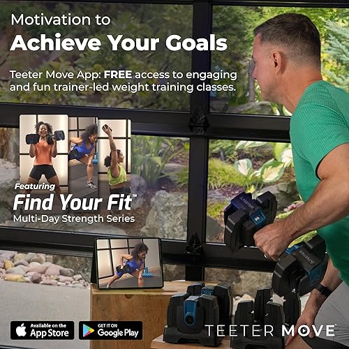 Miniatura 6 de Teeter ProFlex 432 - Juego de mancuernas ajustables, 8 en 1, pesas libres de 4 a 32 libras, asas de agarre de ajuste rápido, ahorro de espacio para