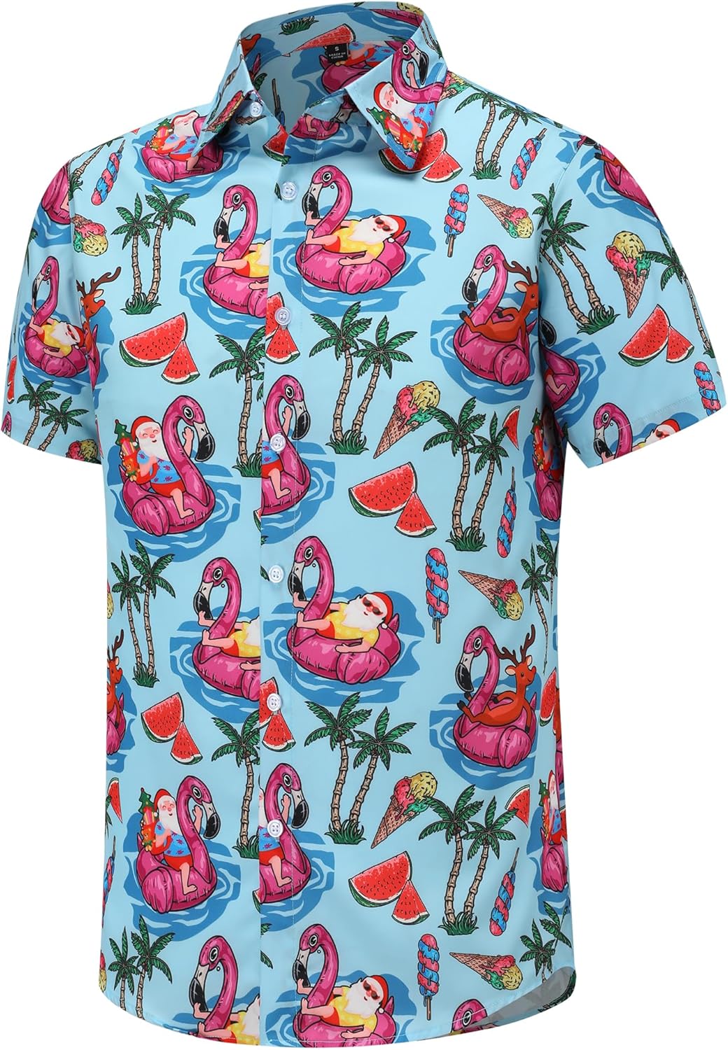 Christmas Shirt for Men Short Sleeve Button Down Santa Claus Vacation Hawaiian Shirts - Image 2