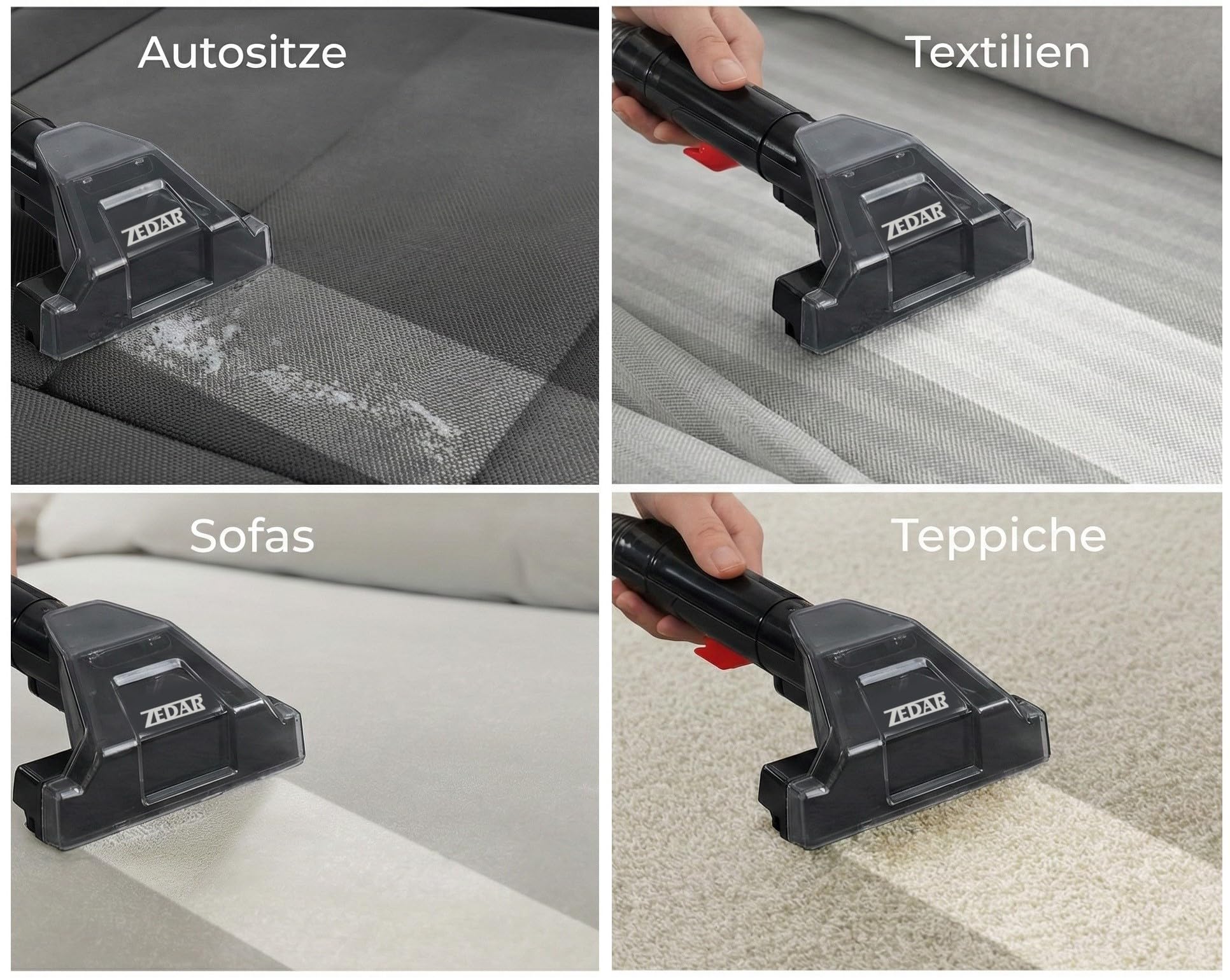 Zedar C600-750Watt Polsterreiniger Gerät und Nassauger – Kompakter Teppichreiniger und Textilreiniger – Waschsauger für Teppich, Polster Autositze & Sofa, Polstermöbel, Treppen