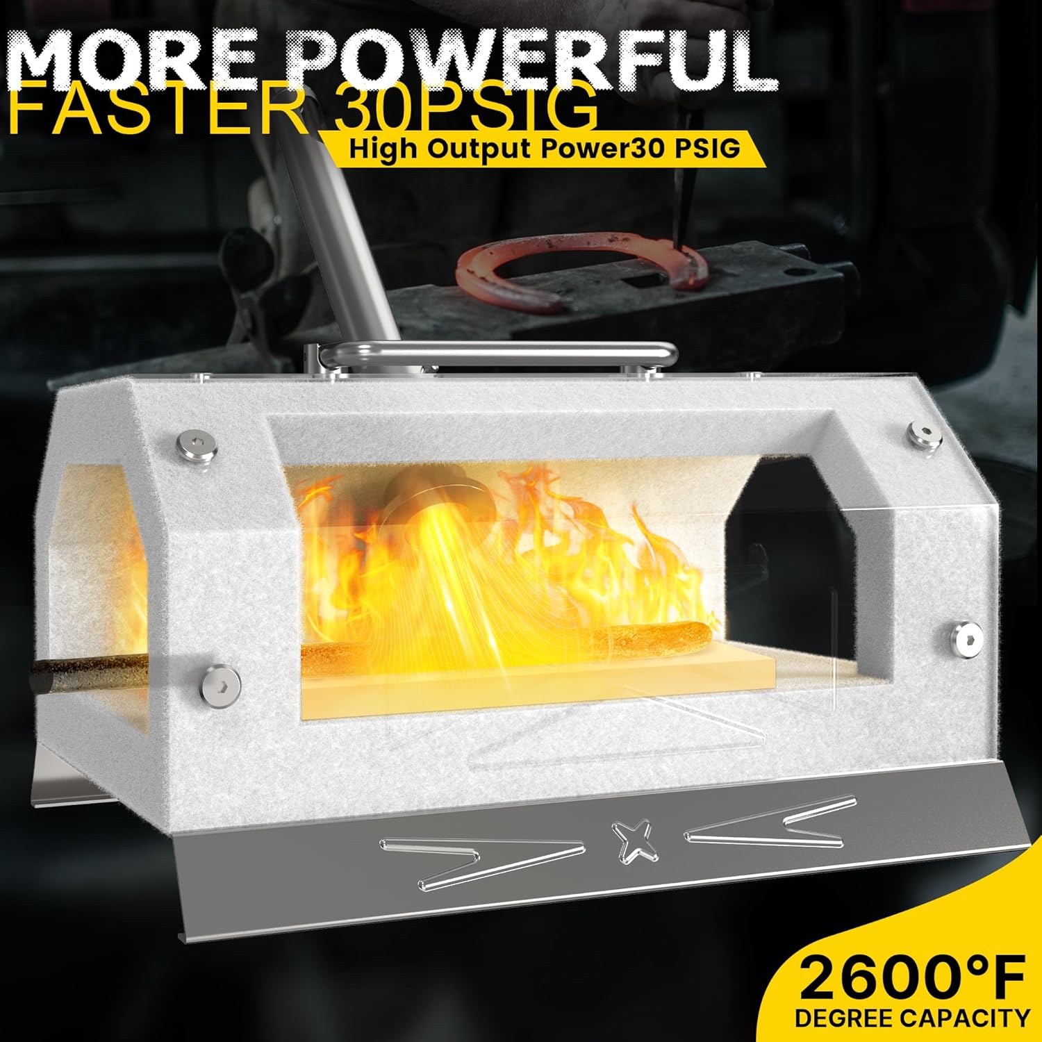 Single Burner Blacksmith Forge Starter Kit and 15.5'' Blacksmith Tongs Bundle