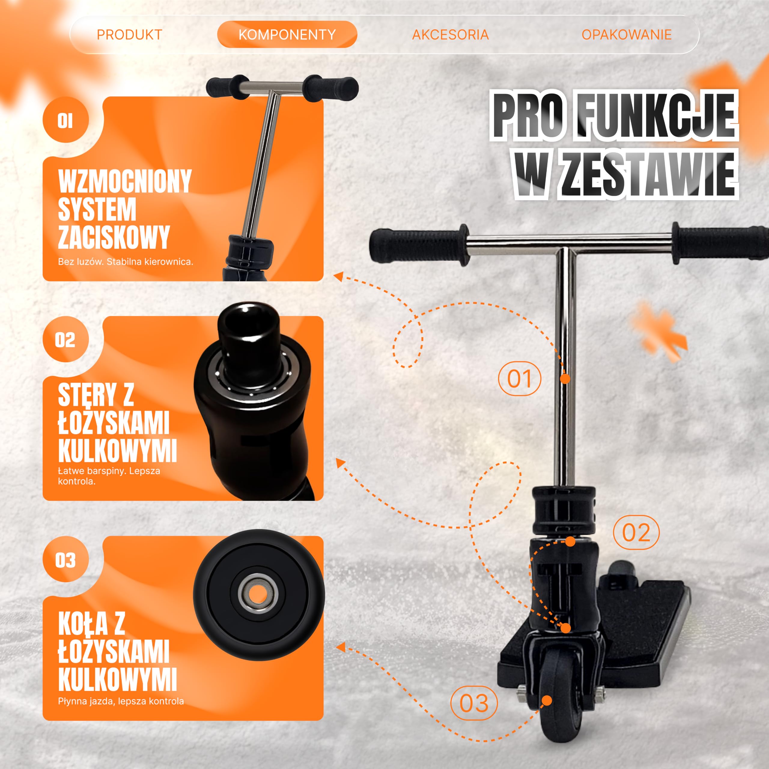 TAILWHIP Pro Finger Scooter z łożyskami kulkowymi – bez zabawy, cicha praca, naklejka na pokład do indywidualizacji, wytrzymała metalowa hulajnoga trick Scooter dla dzieci i dorosłych, czarna