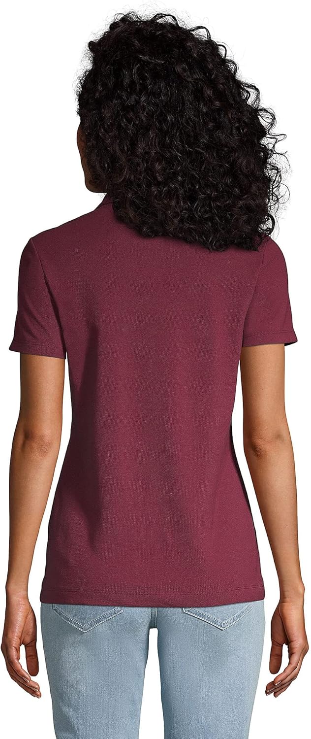 Lands' End Essentials Women's Short Sleeve Basic Mesh Polo Shirt - Cotton Blend Easy Care Breathable - Image 2
