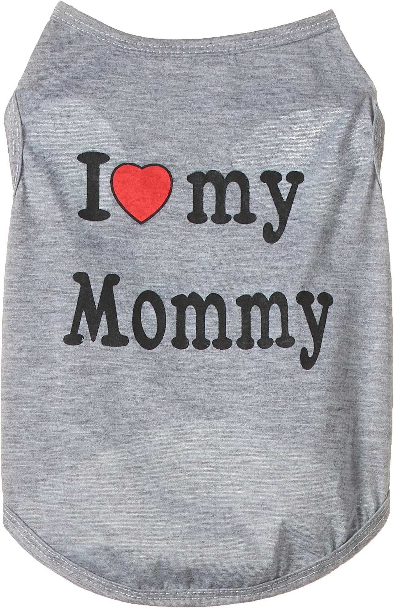 Fancy Paws Mumoo Bear Dog Shirts Pet Summer Vests Clothes I Love My Mommy Dog T Shirt, Printed Cotton T Shirt Vest for Small Dogs Puppy Cats Size S, Gray, Dog Shirt (mommy)