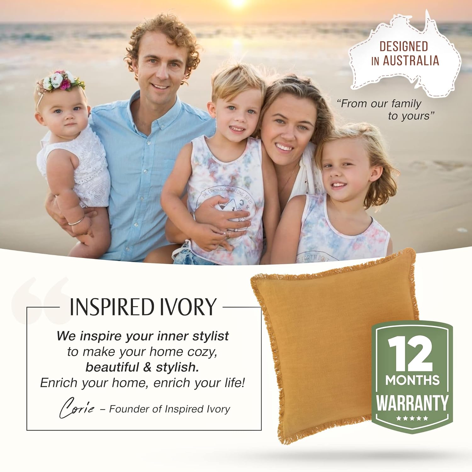 INSPIRED IVORY Linen Pillow Cover 18x18 Inch - Rustic Decorative Mustard Yellow Throw Pillow Cover with Fringe - Farmhouse Accent Pillow Cushion Cover for Sofa, Couch, Bed Decor, Single Sham, 45x45cm Mustard Color 18" x 18"