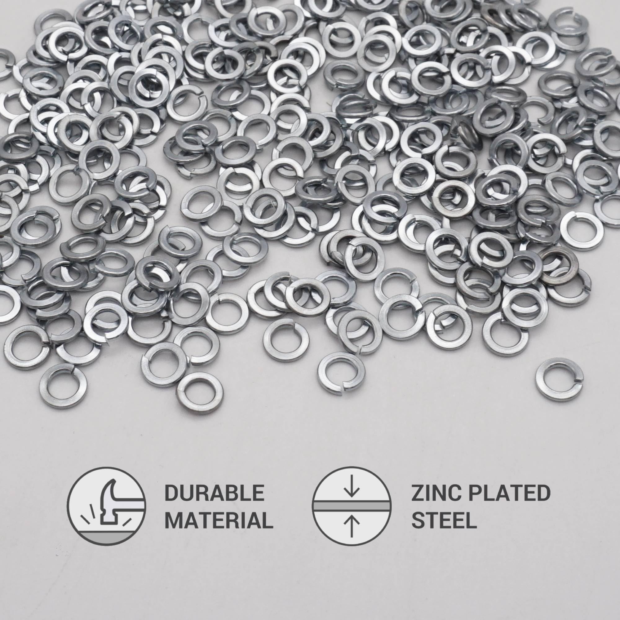 SKIR'CO (200 pcs) Zinc Plated DIN127 Spring Lock Washers M4, Metal Washers, Spring Split Lock Washers - Image 2