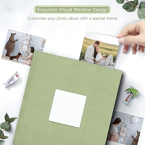 Vista 171 de popotop Álbum de fotos de 4 x 6 – 100 fotos libros con 100 bolsillos verticales, álbumes de cubierta de lino para familia, boda, aniversario, fotos