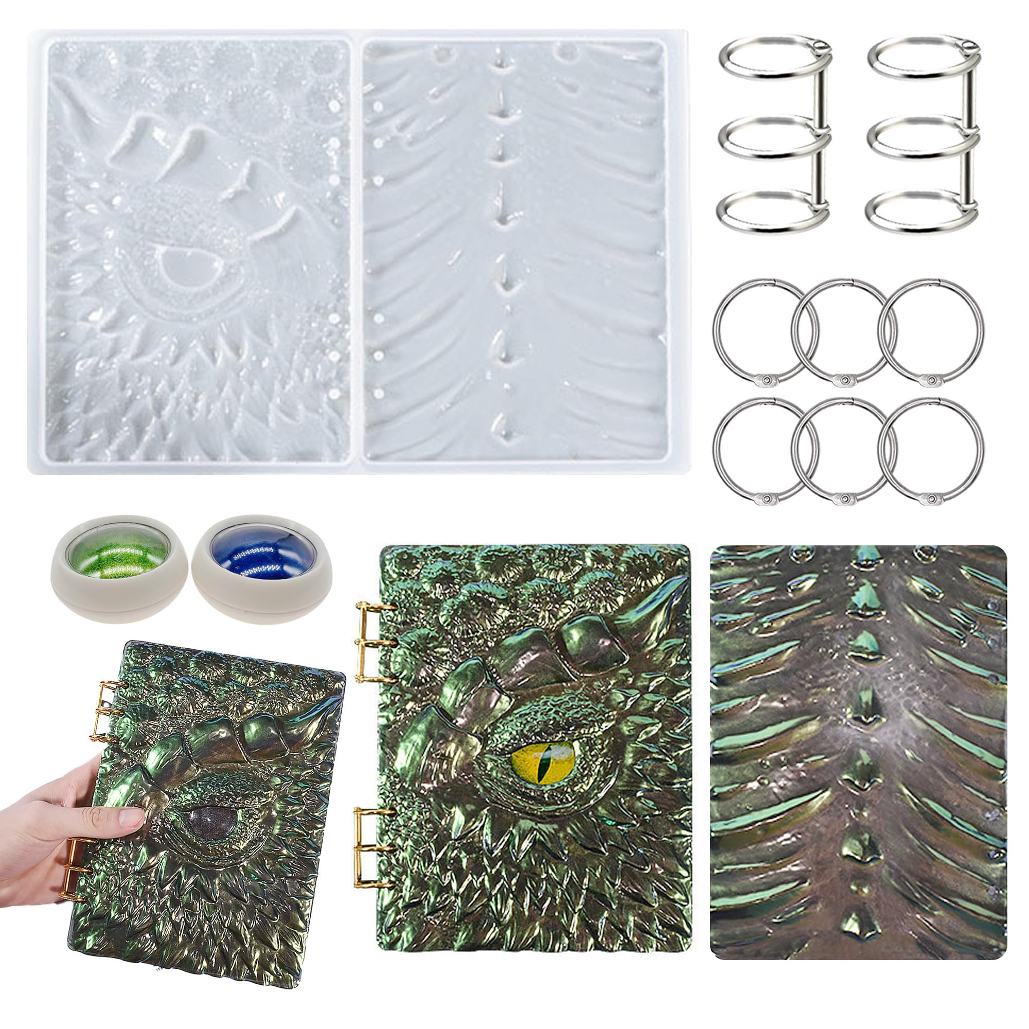 Moule silicone cahier A5 œil de dragon pour création en résine