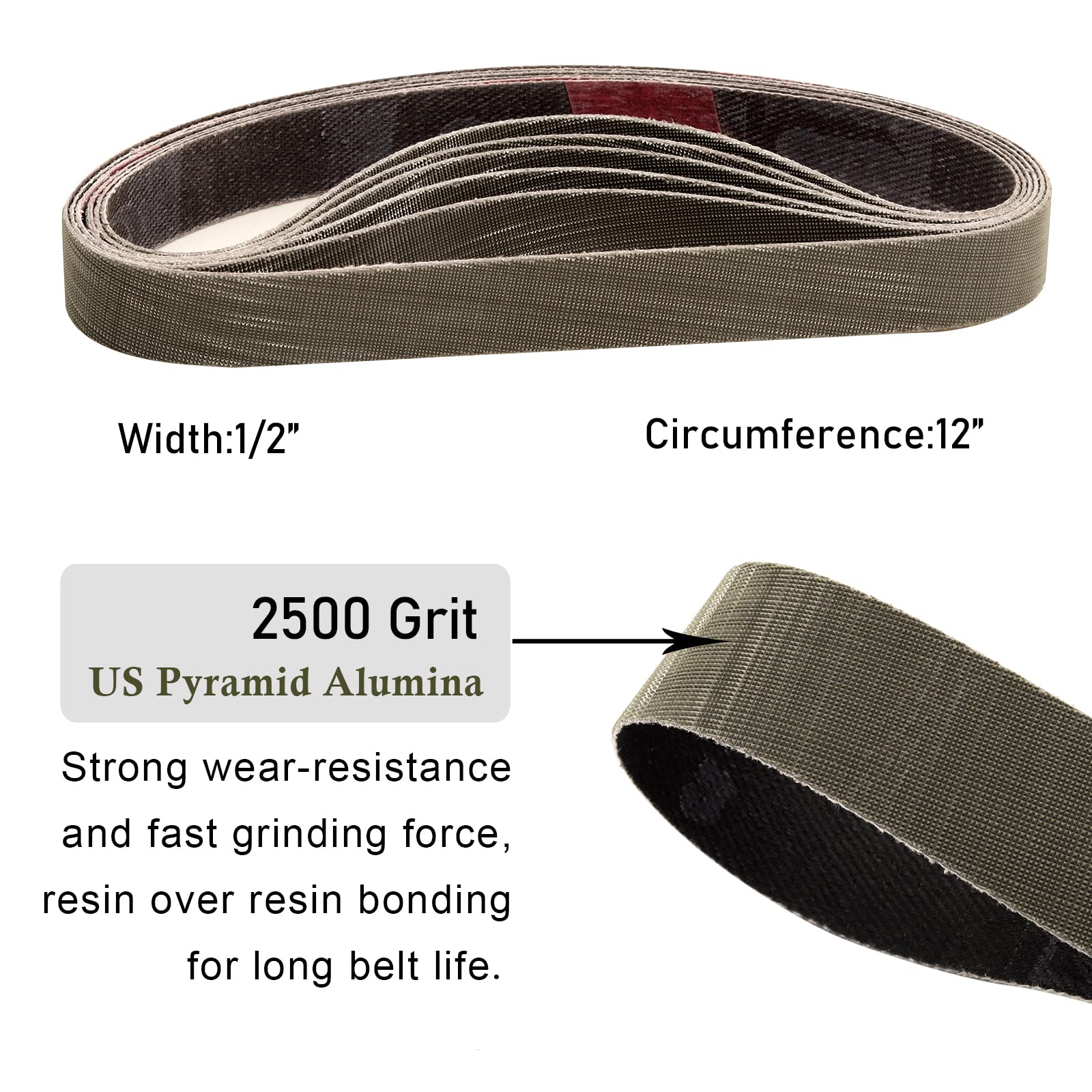 12 cinghie abrasive per affilacoltelli da 1,27 x 30,5 cm, grana fine 2500, adatte per affilacoltelli e utensili affilati (WSKTS & WSKTS-KT/Mk.1 e Mk.2)