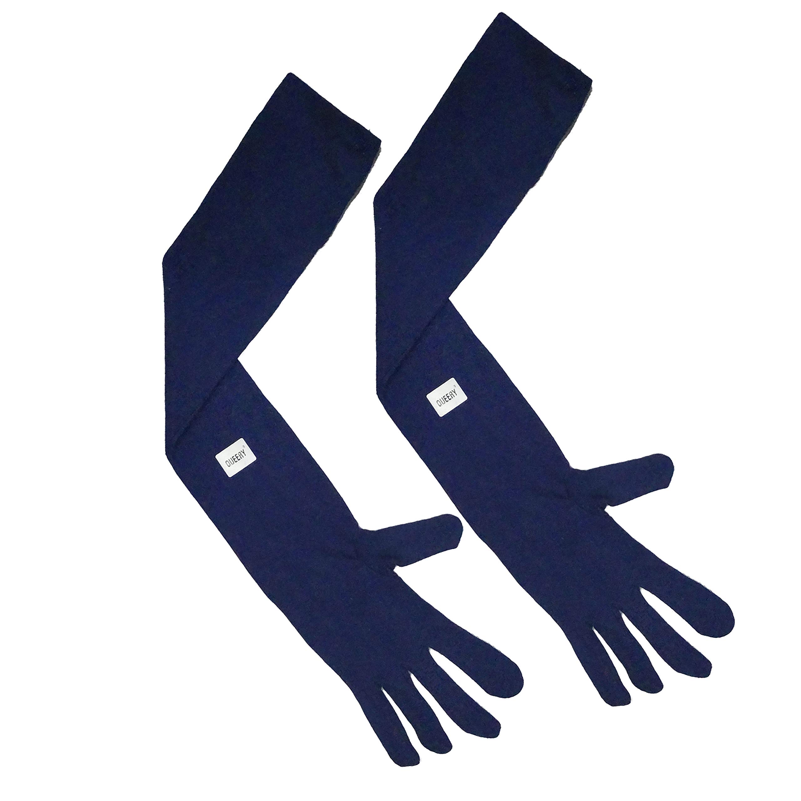 QUEERY Women 22 Inch Long Gloves (Navy Blue, Pack of 1 Pair)-image-10