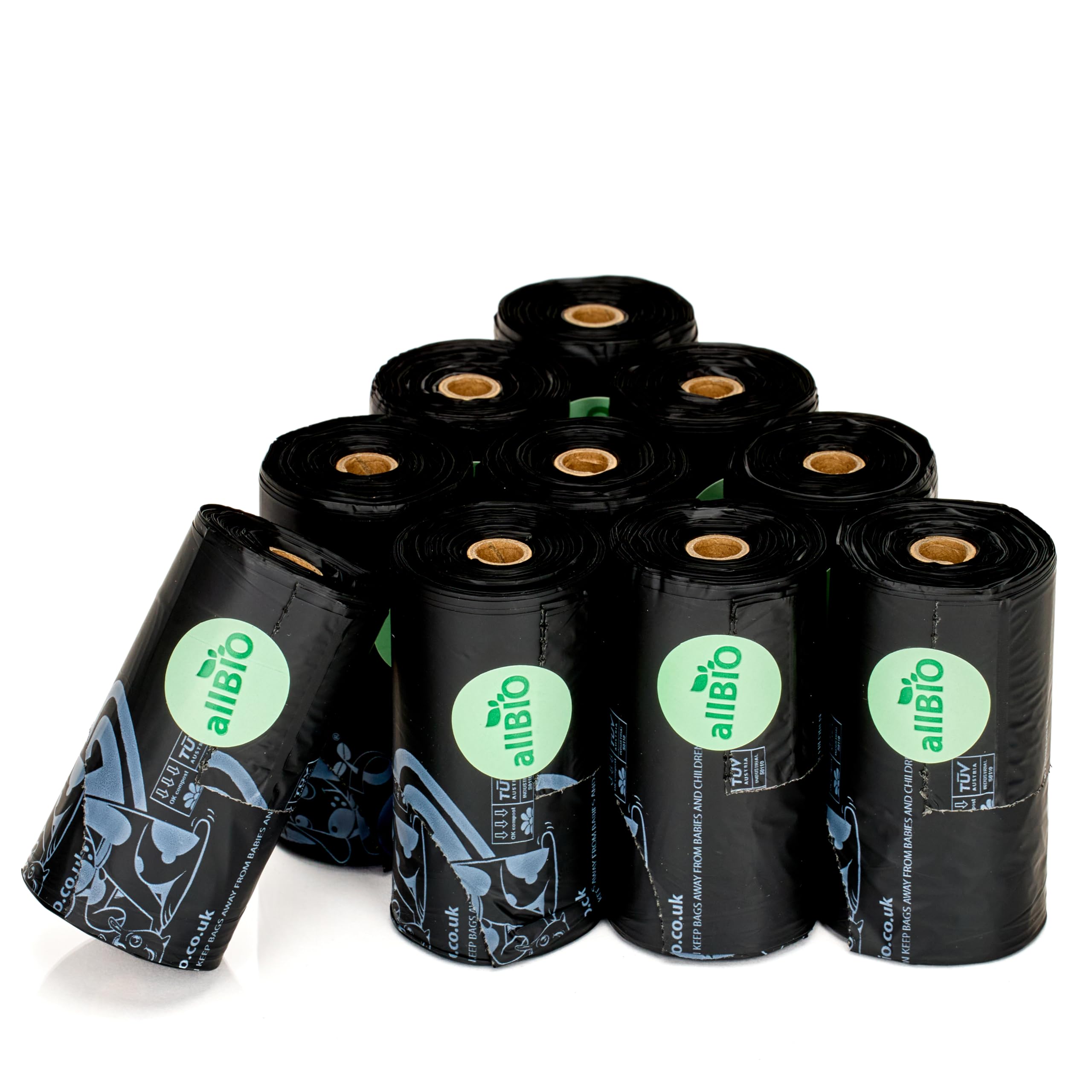 allBIO Eco-Friendly Extra Thick Compostable Dog Poop Bags With Handles - Pack of 150