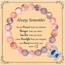 Pink Natural Stone Stitch-Shape Bracelets for Daughter Granddaughter Niece Sister Women Love Gifts Bracelet Jewelry