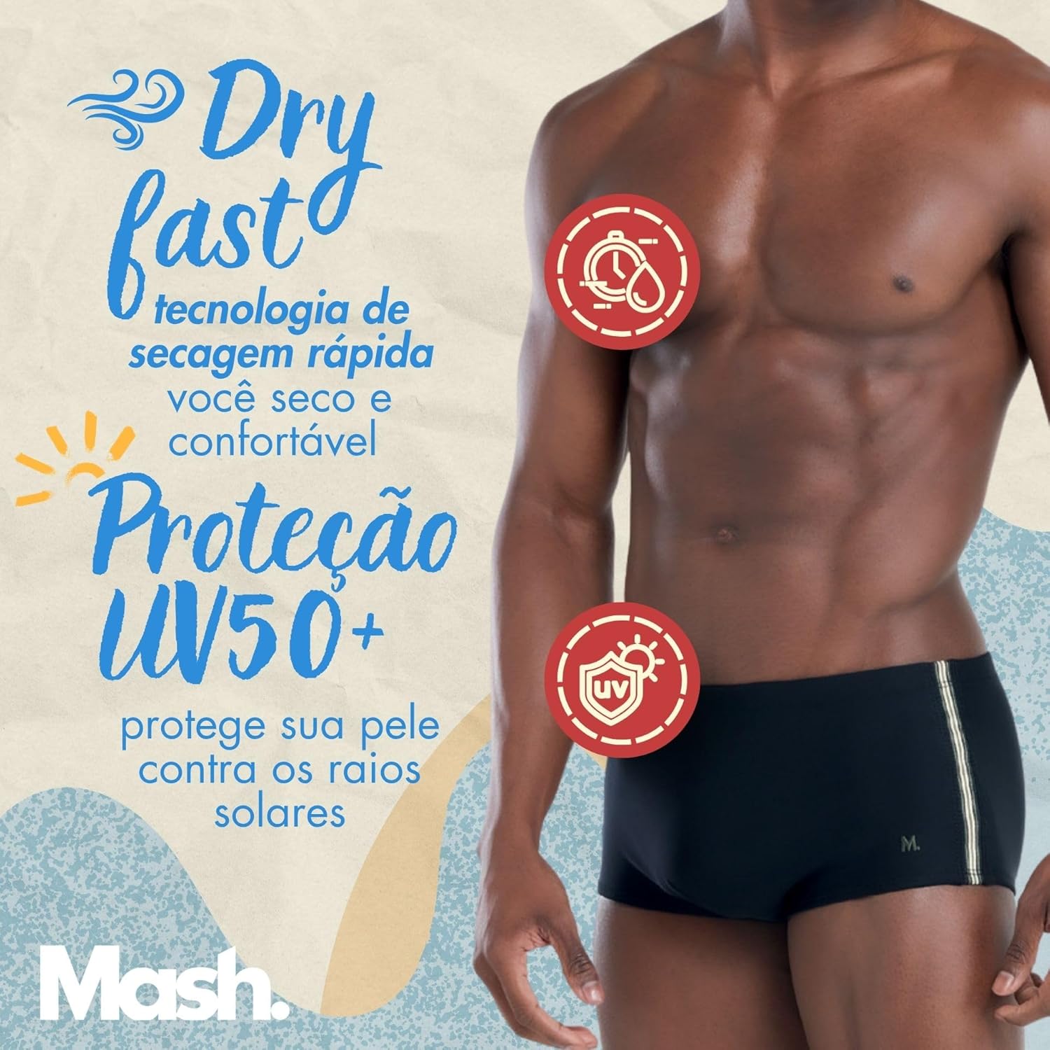 Sunga Masculina Praia Mash Uv50+ Sungão Com Fita Lateral Dry Verão em promoção! Veja a oferta e mais achadinhos de Moda praia 3 Hoje é o melhor dia para comprar Sunga Masculina Praia Mash Uv50+ Sungão Com Fita Lateral Dry Verão com aquele preço maroto! Promoção! Aproveite a oferta! 3